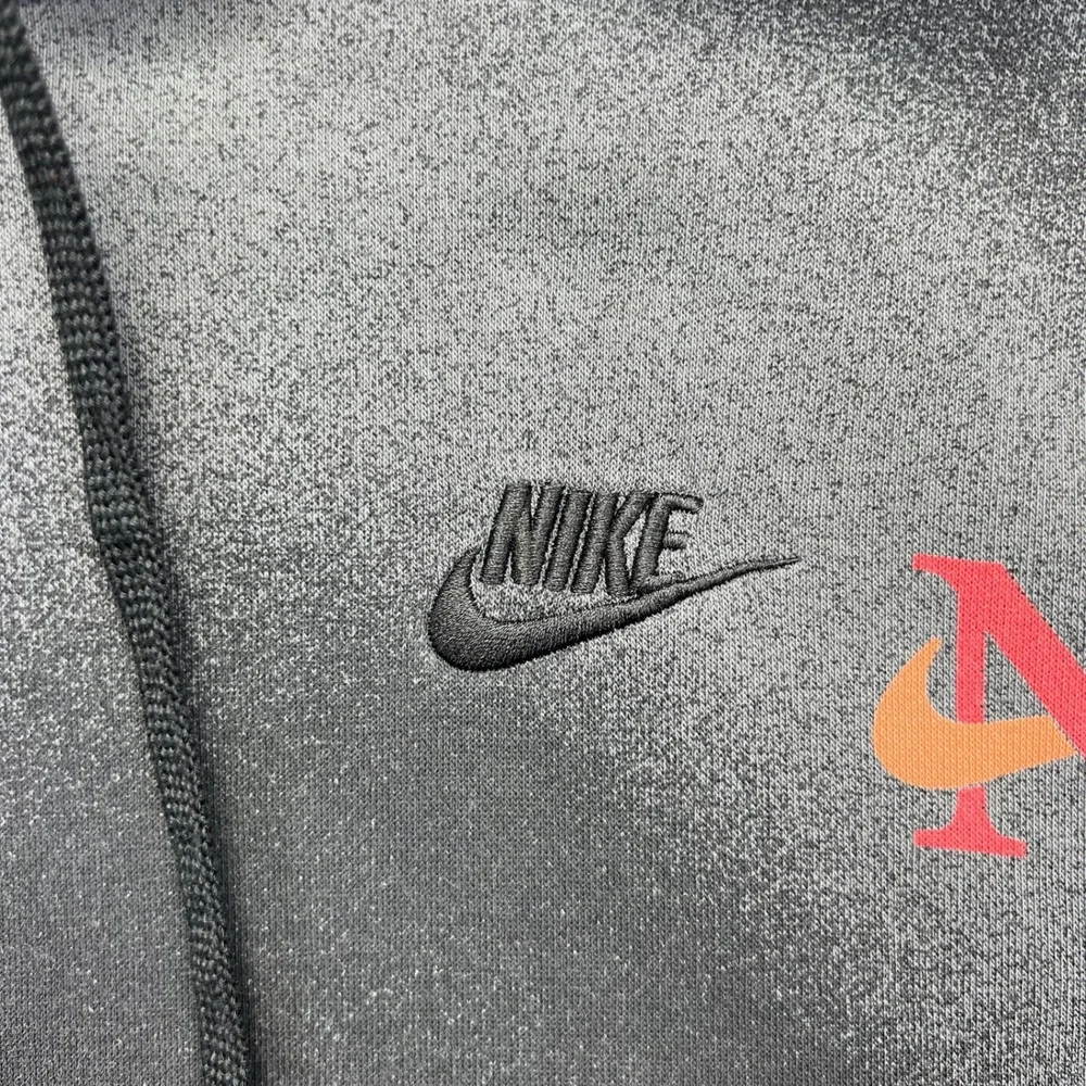Nike Hoodie Mens Small Black Gray Acid Wash All Over Logo Print Pullover Sporty